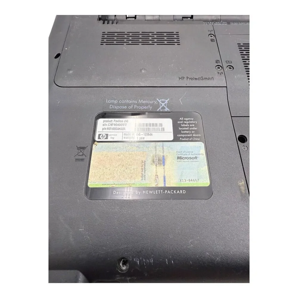 HP Pavilion DV5-1235dx Laptop Intel T6400 @2.0 GHz 4 GB RAM, CHARGER, NO Battery